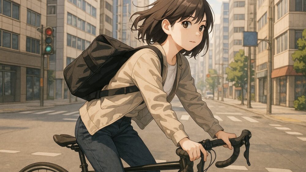 カジュアルスタイルで街にも馴染むサイクルファッション