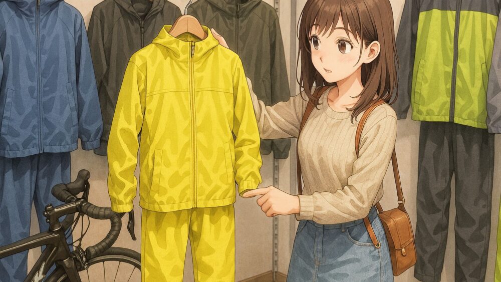 レインウェアの上下で快適さを確保する工夫