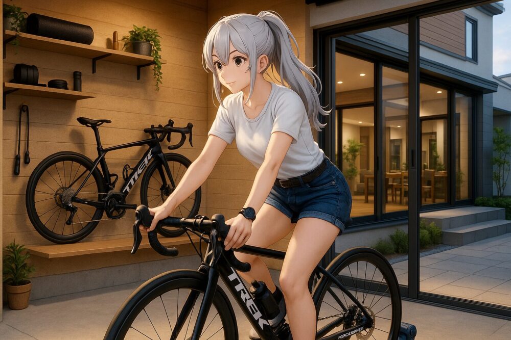 ガレージをロードバイクのトレーニングスペース化