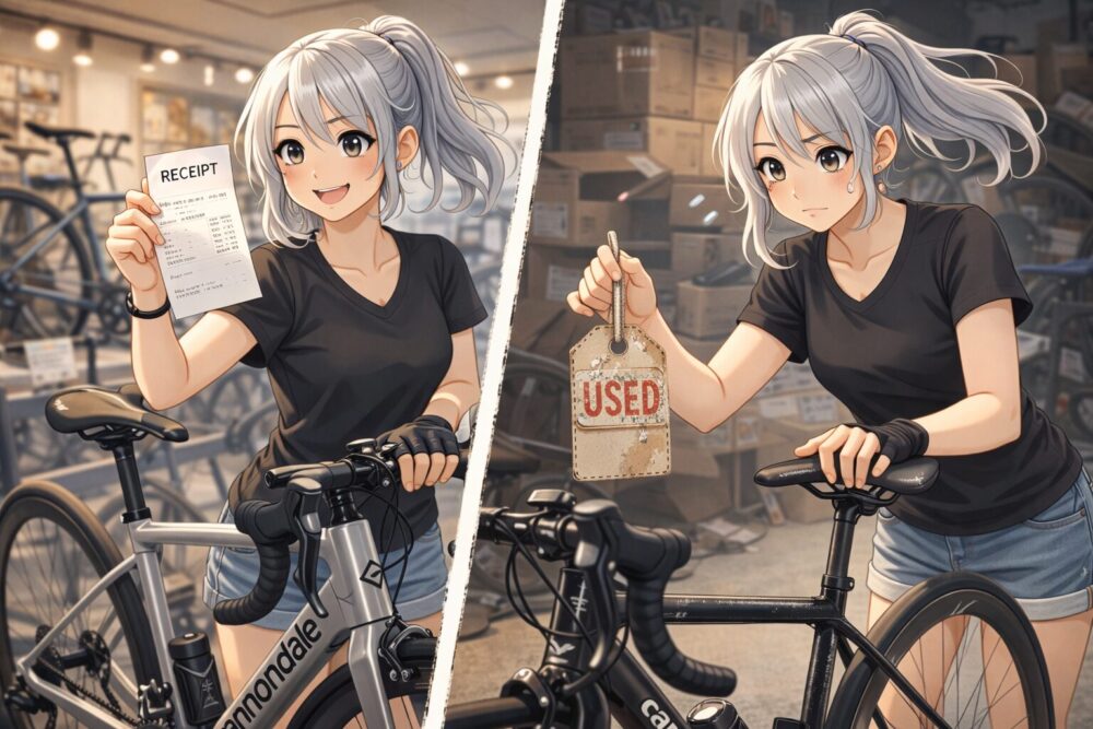 フレーム生涯保証がある型落ち新品と中古の比較