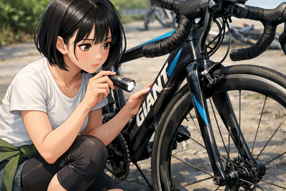 カーボンフレームのクラックや転倒歴の確認方法