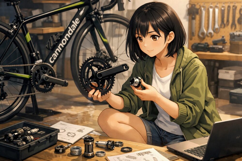 キャノンデールのクランクの互換性と重量は？種類やBB規格を解説