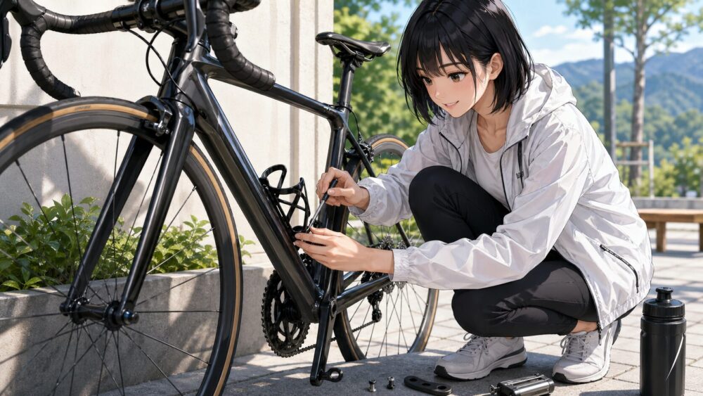 ロードバイクのボトルケージ取付と対策