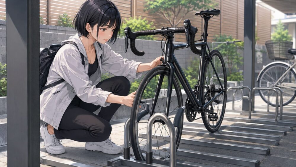 前輪ラックで車体を傷つけない固定方法