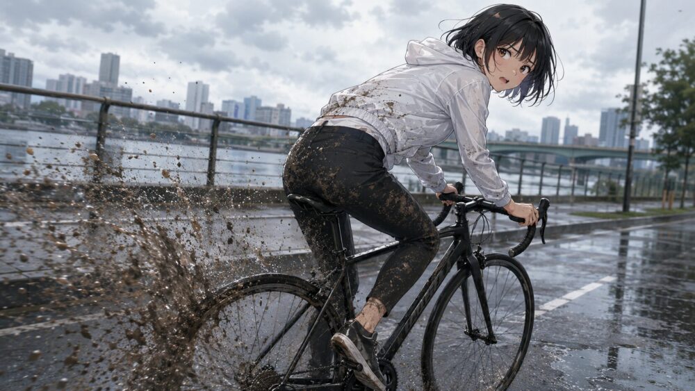 泥除けなしで走ると起こる困りごと