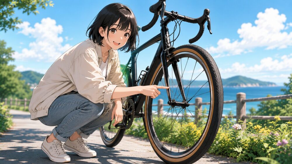 太いタイヤで乗り心地と耐パンク性を高める